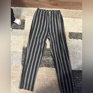 Brandy Melville Striped Navy Blue Stretchy Casual Pants One Size